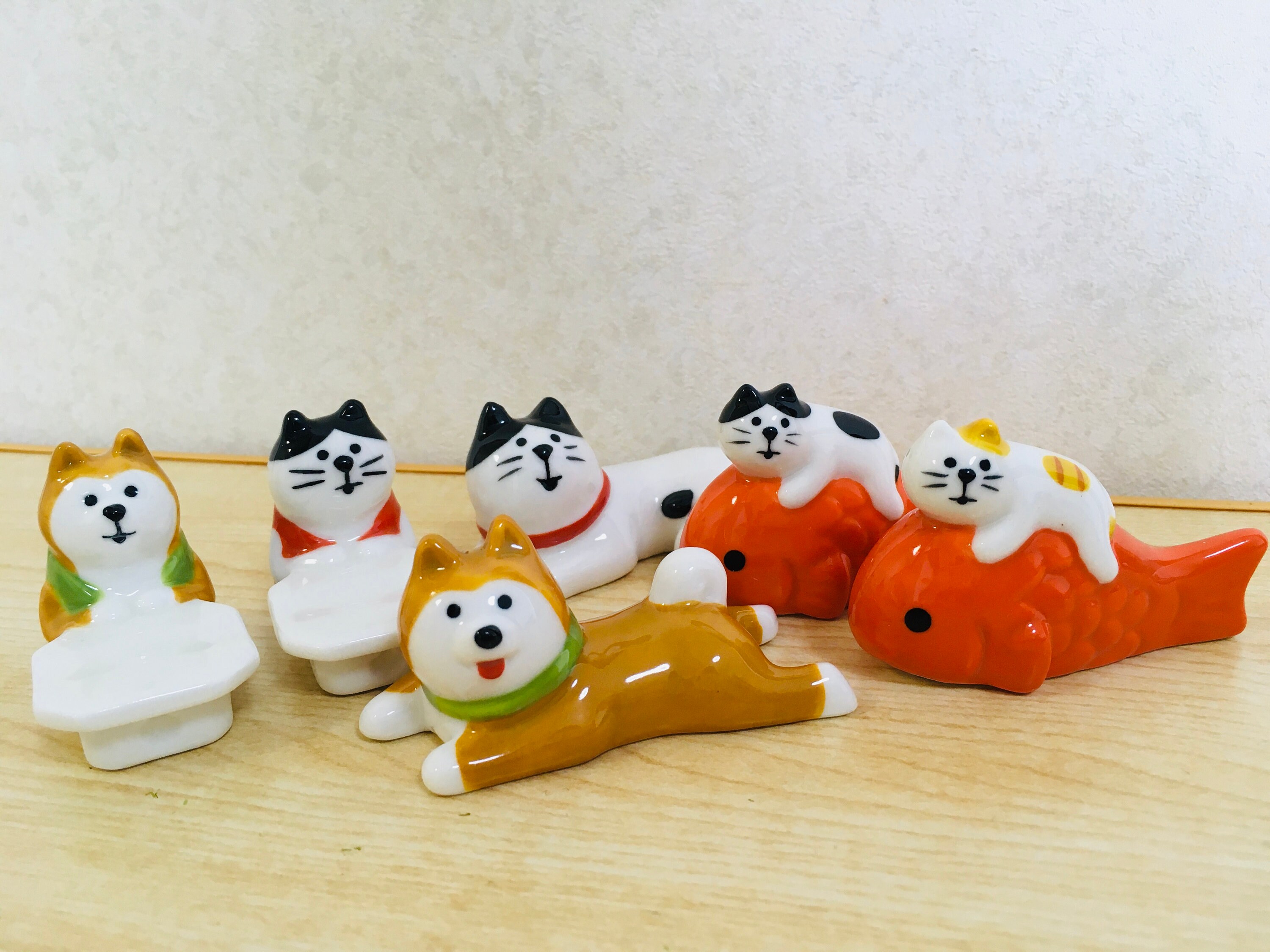 Kawaii Lying Cat and Dog shibainu Chopstick Rests Ceramic Etsy