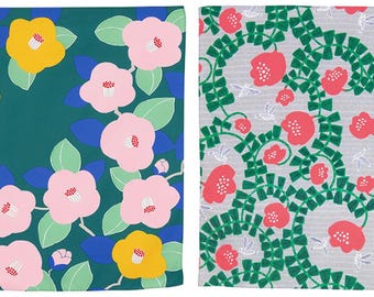 27.5" Water-Repellent Furoshiki: Aqua Drop Camellia Green / Hummingbird Gray | Japanese Durable & Reusable Waterproof Gift Wrapping Cloth