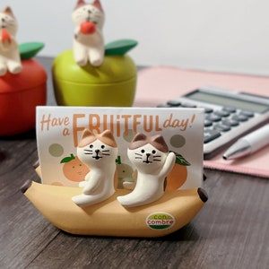 Porte mémo/photo/carte de visite chat kawaii : bateau banane, le cadeau parfait pour les amoureux des chats