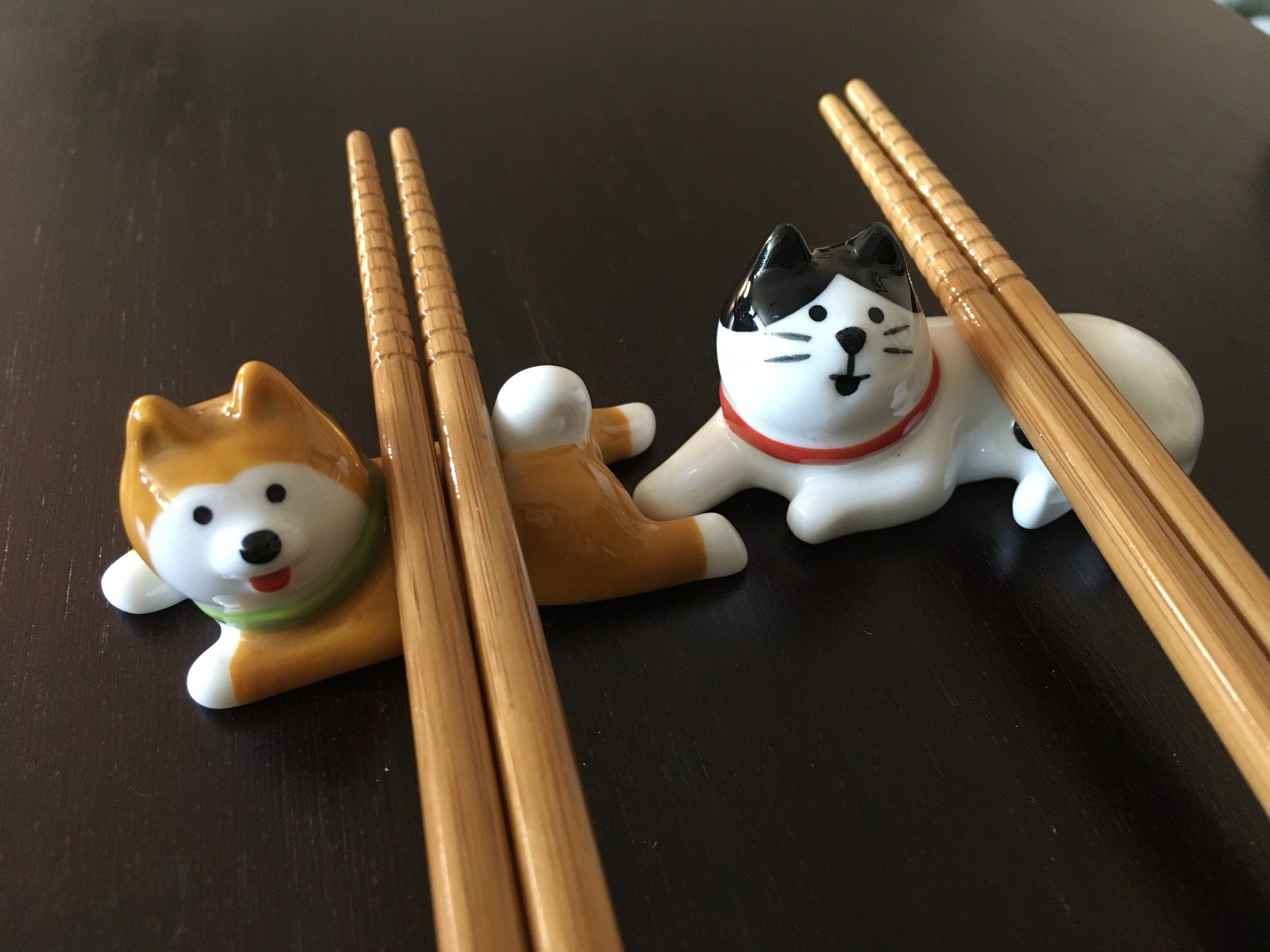 Kawaii Lying Cat and Dog shibainu Chopstick Rests Ceramic Etsy Canada