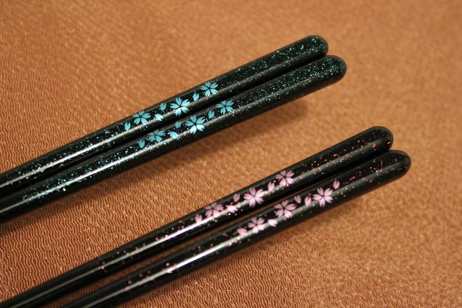 Handcrafted dishwasher safe Japanese Chopsticks - Cherry Blossom- Pink or Blue