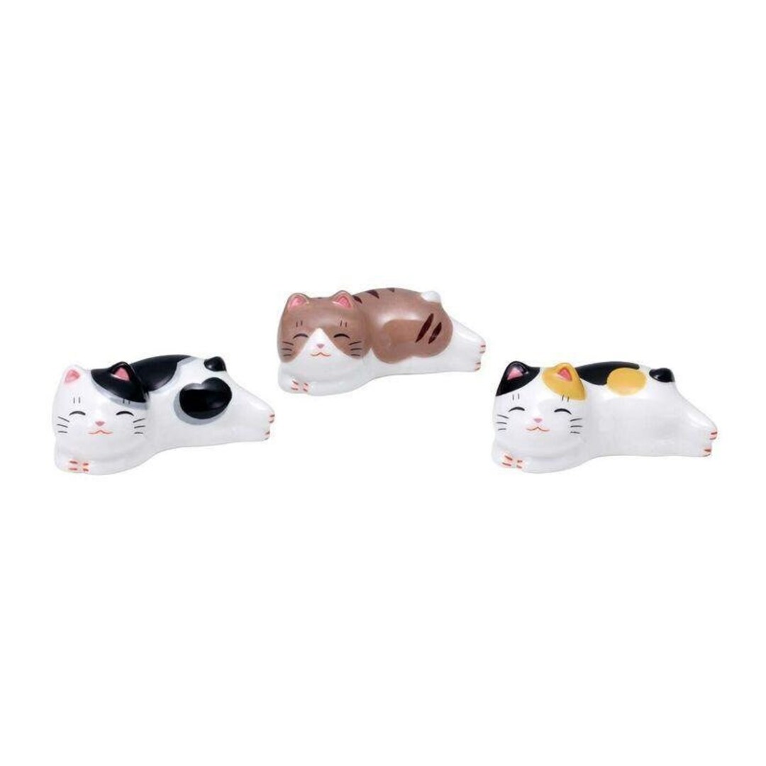 Set of 3 Calico Cats Chopstick Rests CR025 Ceramic Brush Rest