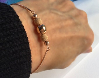Adjustable Rose Gold Plated Bead Bracelet