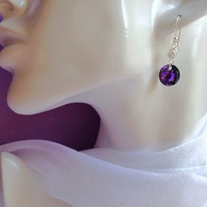 CRYSTAL EARRINGS - Swarovski Violet Crystal Earrings - Violet Earrings - Swarovski Crystal Heliotrope