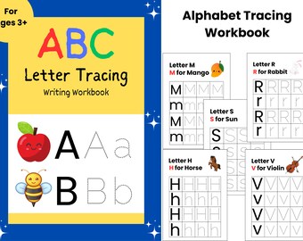 Alphabet Tracing Workbook, Printable Pages, Phonics