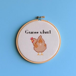 Funny Cross Stitch Pattern Guess What Chicken Butt Joke Etsy