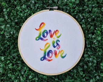 LBGTQIA Pride Love is Love Cross Stitch Embroidery Pattern - PDF Instant Download