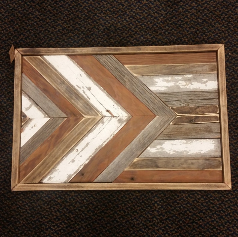 Reclaimed Wood Wall Art, Arrow Barnwood, Chevron Pattern Etsy