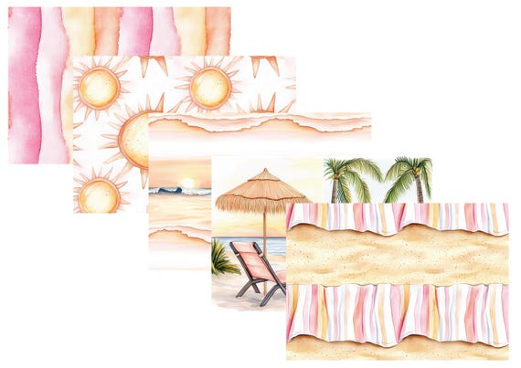 LovedbyGaby A4 journal paper set sunset beach