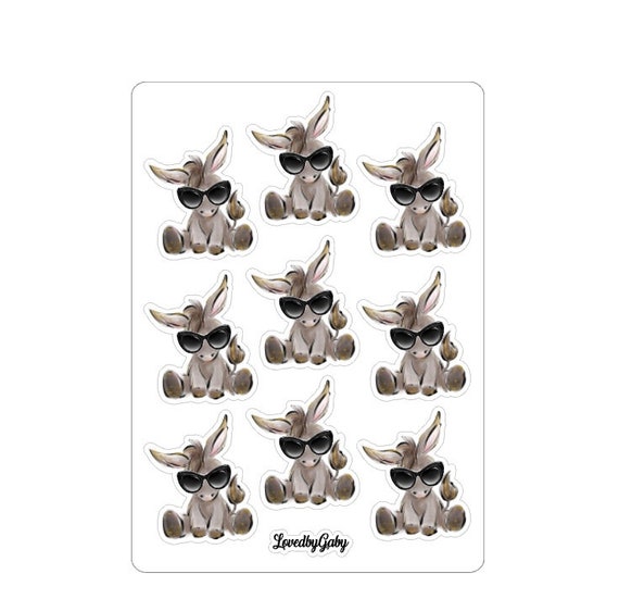 LovedbyGaby stickers Donkey halloween, christmas, sunglass and drink