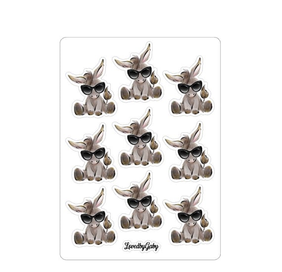 LovedbyGaby stickers Donkey halloween, christmas, sunglass and drink
