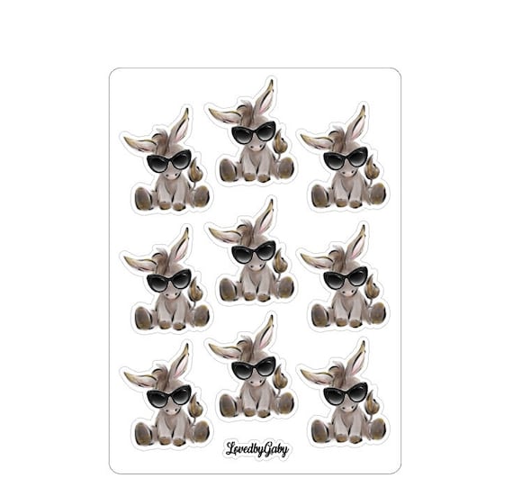 LovedbyGaby stickers Donkey halloween, christmas, sunglass and drink