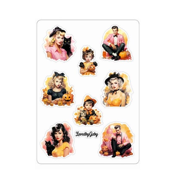 LovedbyGaby stickers Halloween retro