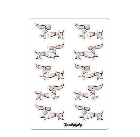 LovedbyGaby stickers "rainbow dachshunds"