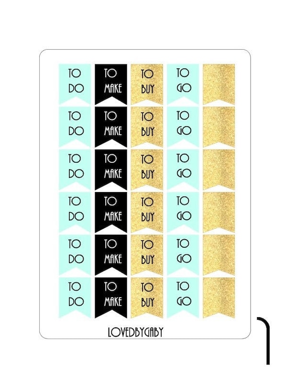 LovedbyGaby mint/gold/black planning stickers