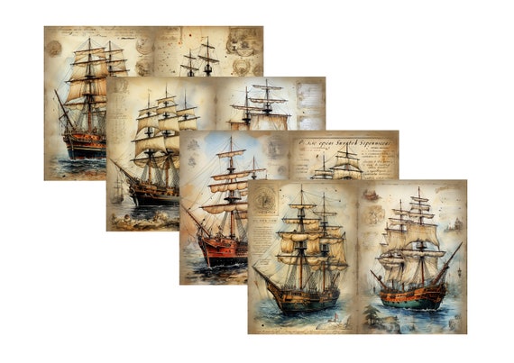 LovedbyGaby A4 journal paper set Sailing ships