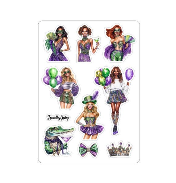LovedbyGaby stickers Mardi Gras