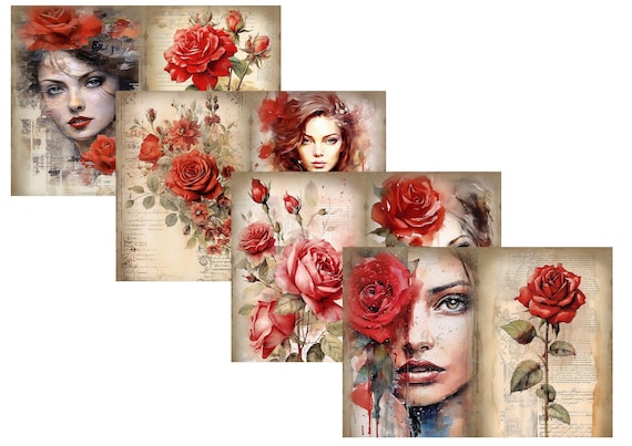 LovedbyGaby A4 journal paper set Red roses