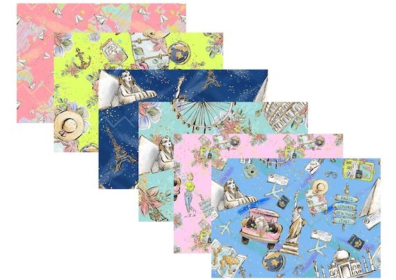 LovedbyGaby A4 scrapbook paper set "Travel"