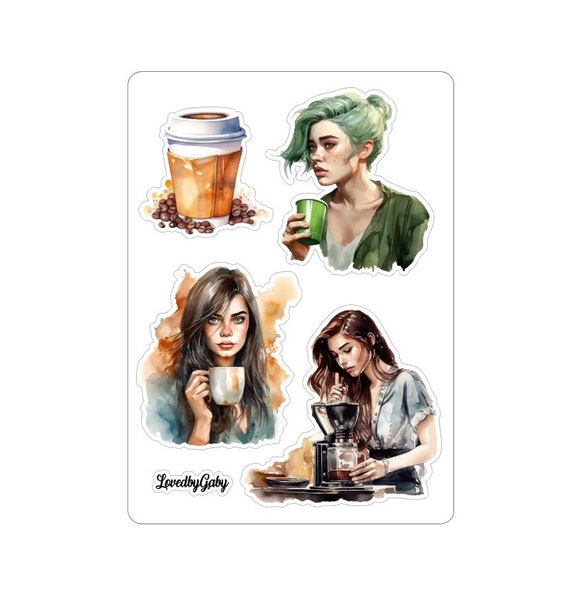 LovedbyGaby stickers coffee watercolor