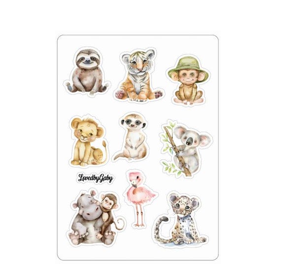 LovedbyGaby stickers Safari kids