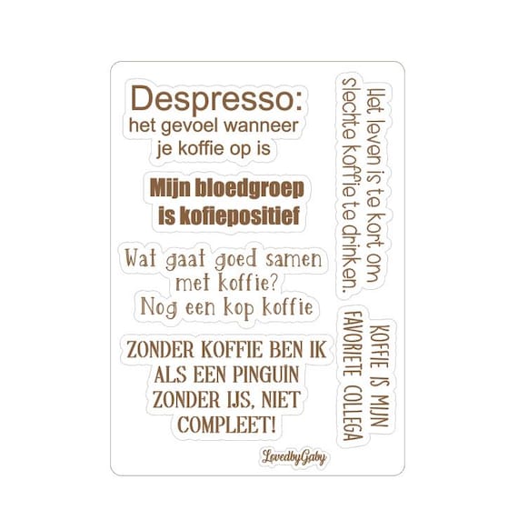 LovedbyGaby stickers koffie quotes