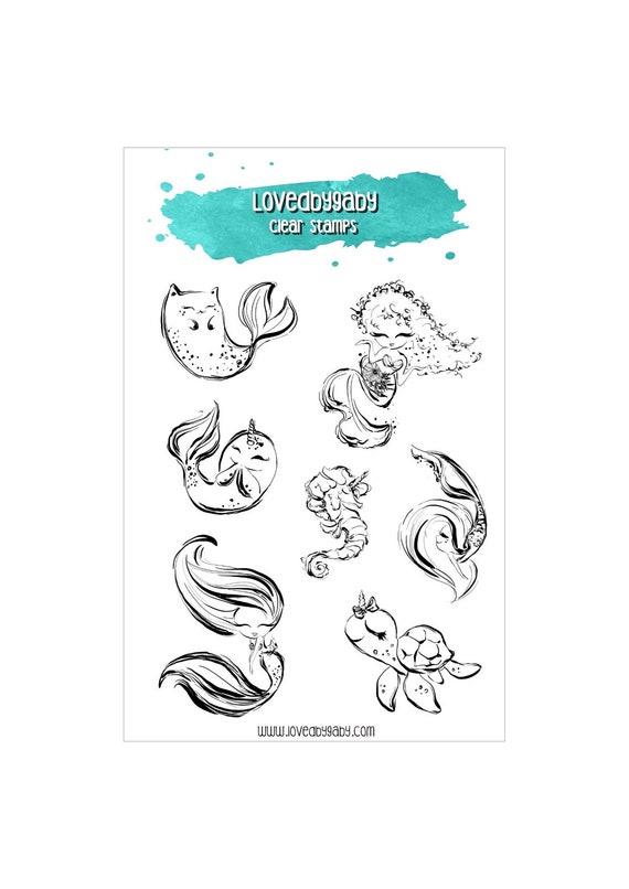 LovedbyGaby clear stamps "Baby mermaids"