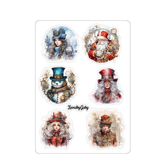 LovedbyGaby stickers Steampunk dickens style