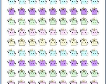 117 stickers watering/savings/cleaning/cooking pastel/pocketletters