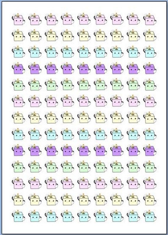 117 stickers watering/savings/cleaning/cooking pastel/pocket letters