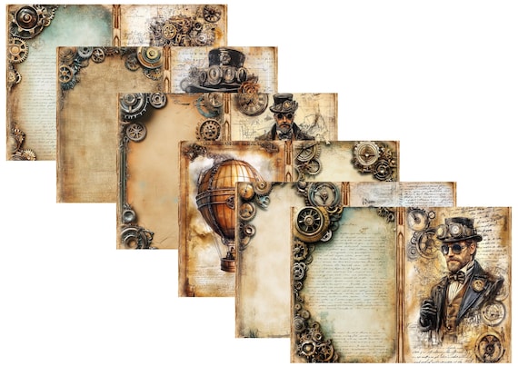 LovedbyGaby A4 journal set Vintage Steampunk