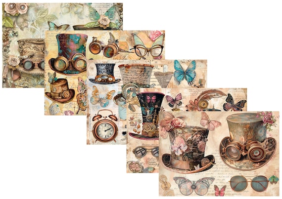 LovedbyGaby A4 journal paper set Steampunk hats