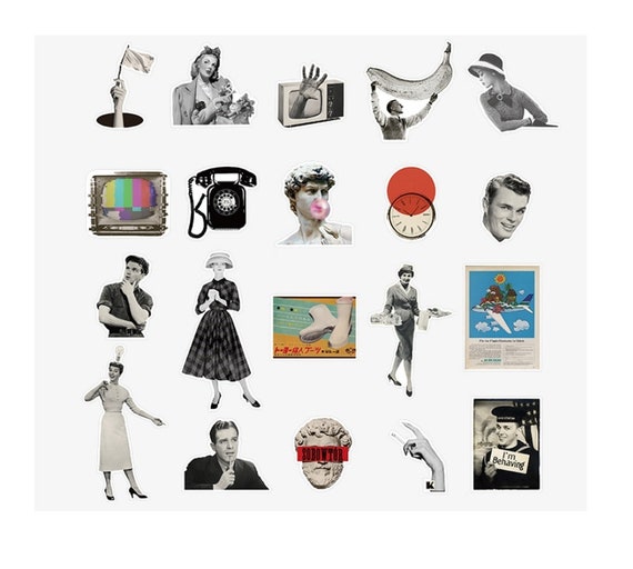 Vintage retro sticker sets
