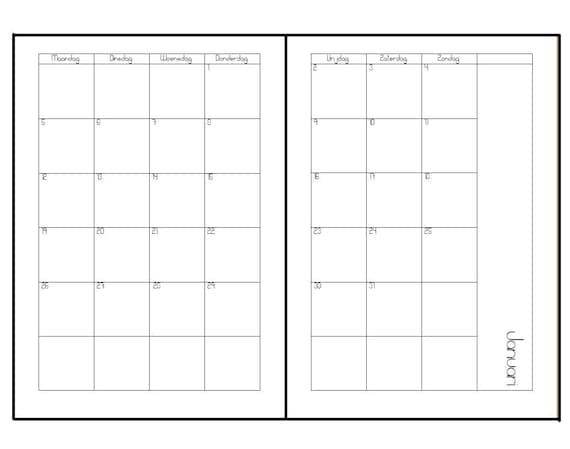 2026 A5 monthly inserts