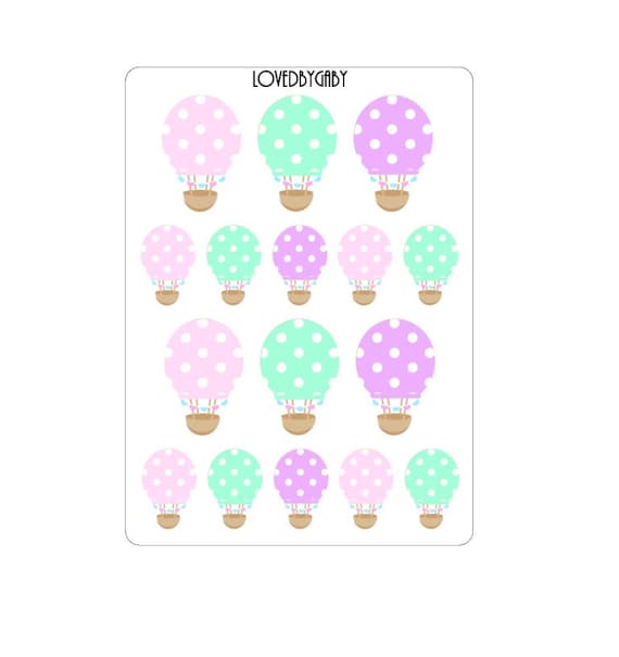 Hotair Balloon stickers pastel