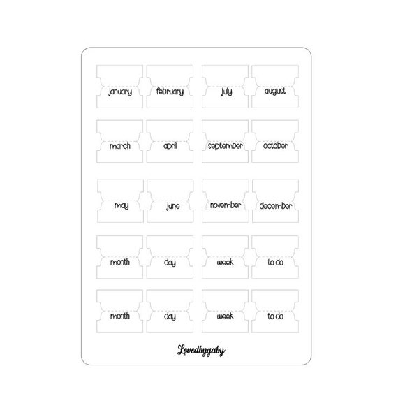 LovedbyGaby clear small tab stickers