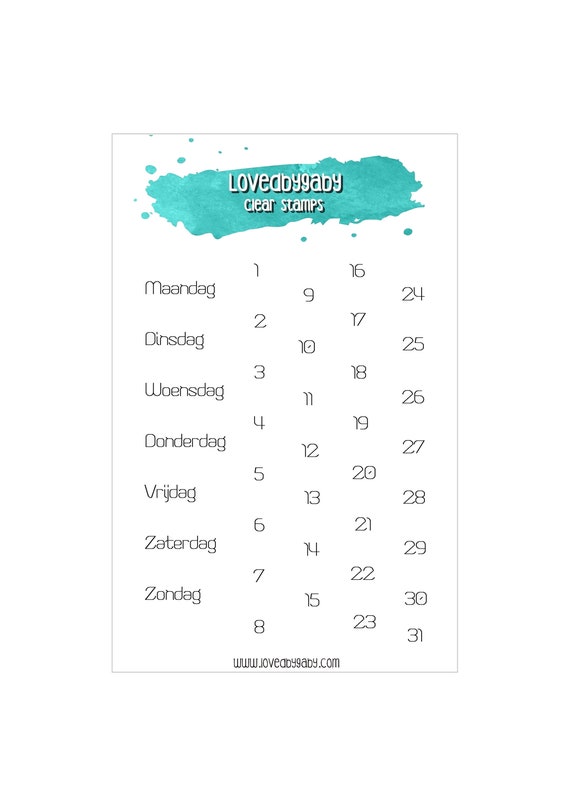 LovedbyGaby clear stamps "Dutch days and numbers"