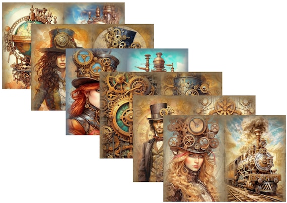 LovedbyGaby A4 journal paper set "Steampunk"