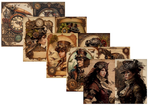 LovedbyGaby A4 journal set Steampunk people