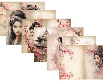 LovedbyGaby A4 journalpapers set "Cherryblossoms"