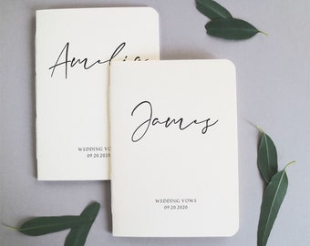 Vow Books // Set of two personalised Ivory Vow Booklets // Custom Name & Date // Wedding Vows // Ivory Recycled paper // A5 or A6
