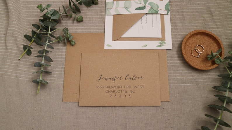 white or kraft brown Modern Calligraphy Addressed Invitation or RSVP envelopes Hand Written Wedding Envelopes Hand Lettered Envelopes
