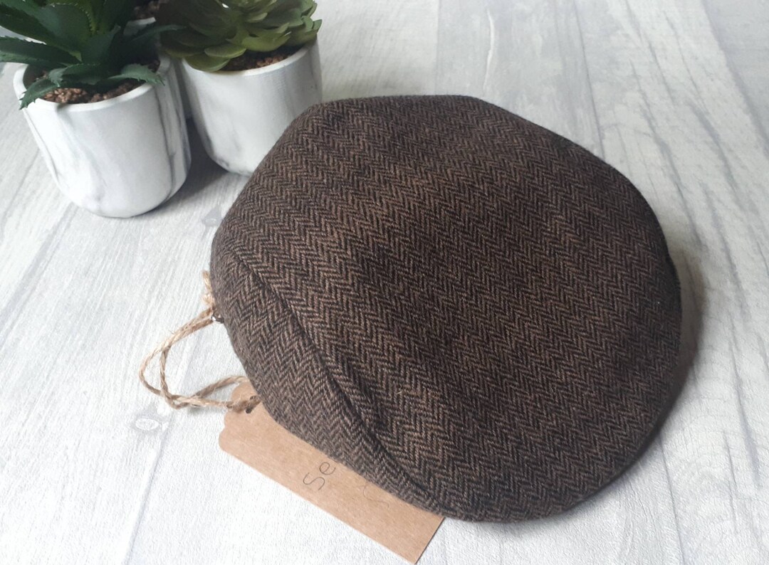 Brown Herringbone Wool Mix Baby Flat Cap Baby Newsboy Cap Etsy