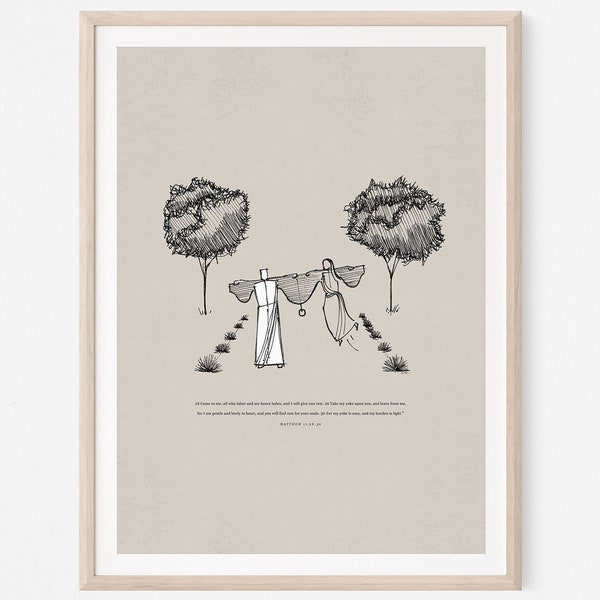 My Yoke is Easy and My Burden is Light, DIGITAL DOWNLOAD!, Jesus Art, Jesus Print, Jesus WALL art, Bible Poster, Christian Art, Bible Sketch