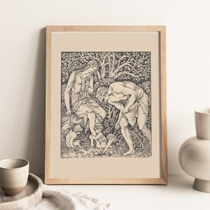 Adam & Eve, Genesis, Creation, Vintage Woodcut, DIGITAL PRINT, WALL Art, Jesus Art, Vintage Print, Bible Print, Orthodox Print, nkjv, kjv