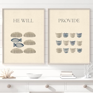 He Will Provide, DIGITAL PRINT, Jesus Feeds 5000, Jesus Art, Jesus Miracle, Jesus the Provider, WALL Art, Jesus Poster, Bible Story, Print