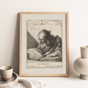 Apostle Paul, Disciple Print, Vintage Woodcut, WALL ART, DIGITAL Paul, Jesus Art, Bible Printable, Orthodox Print, Disciples of Christ, nkjv