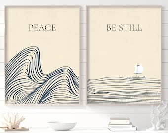 Jesus Calms Storm (&quot;Peace Be Still&quot;), DIGITAL PRINT, Bible Art, Jesus Print, Be Still and Know, WALL art, Jesus Miracle, Jesus Stills Sea