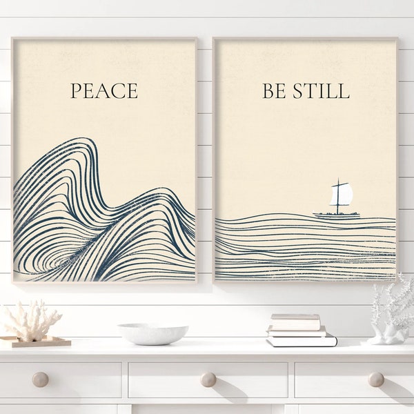 Jesus Calms Storm ("Peace Be Still"), DIGITAL PRINT, Bible Art, Jesus Print, Be Still and Know, WALL art, Jesus Miracle, Jesus Stills Sea