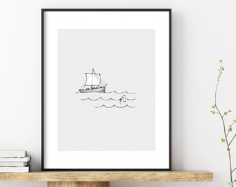 Peter Sinking, DIGITAL PRINT!, Jesus Art, WALL Art, Bible Sketches, Why Did You Doubt?, Little Faith, Bible Art, Scripture Verse Poster, Esv